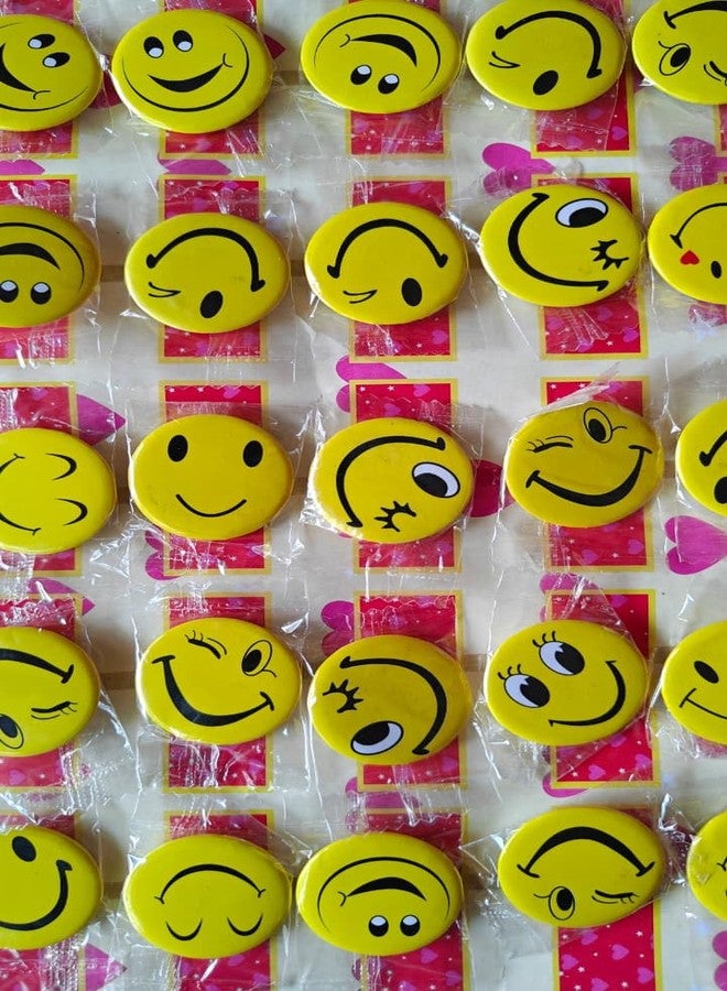 VTL Smiley Badges Sheet for Kids - Pack of 40 (Small 3cm) | Cute Emoji Face Pins for Students, Rewards, Crafts, Return Gifts | Mini Round Plastic Smiley Badges for School Activities & Party Favors - Image 2